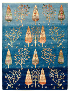 Dywan Gabbeh - Loribaft Indus - 203 x 155 cm - morski błękit