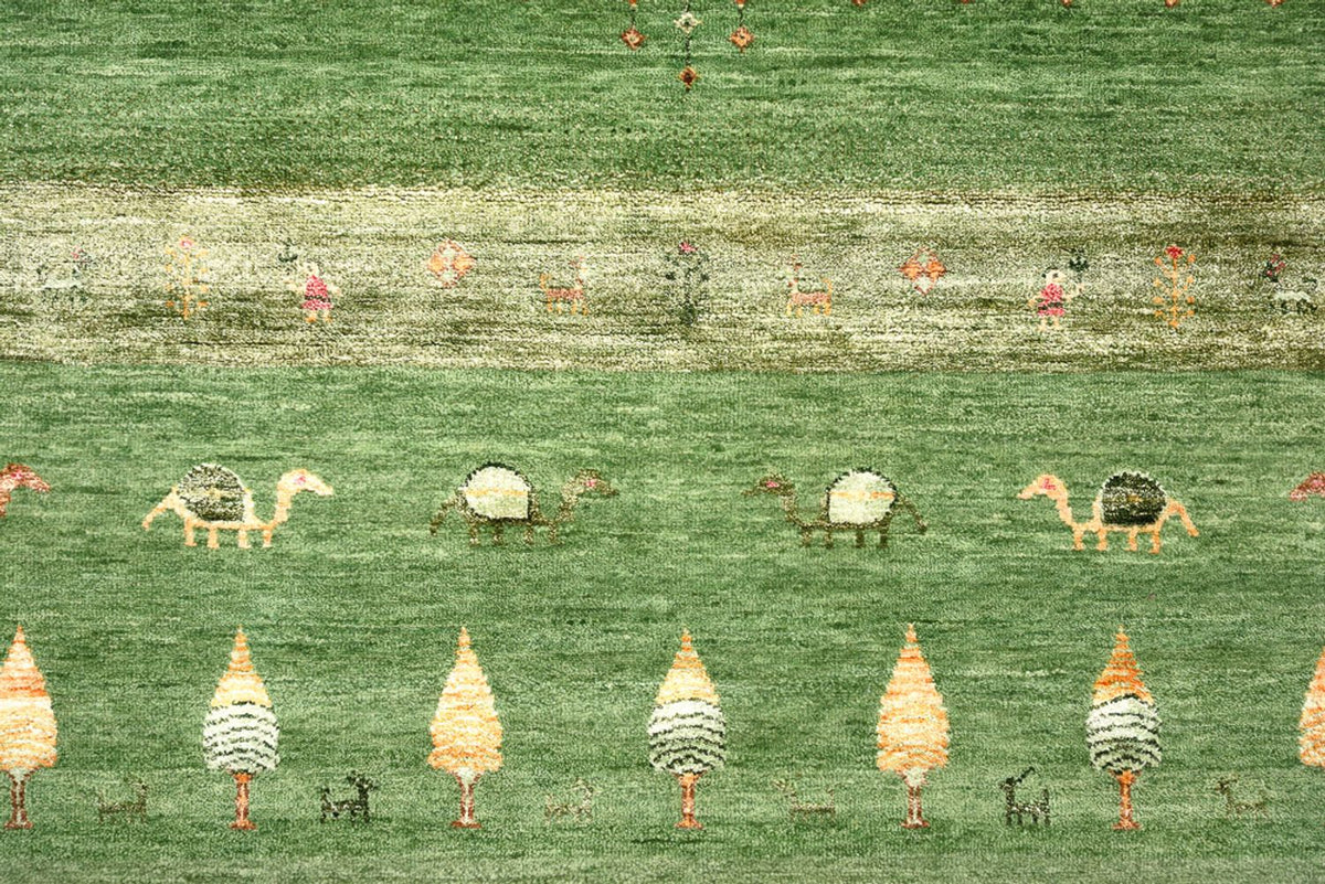 Dywan Gabbeh - Loribaft Indus - 246 x 206 cm - zielona