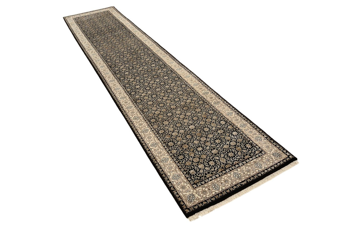 Biegacz Orientalny dywan - Bijar - Indus - 368 x 83 cm - ciemny beż