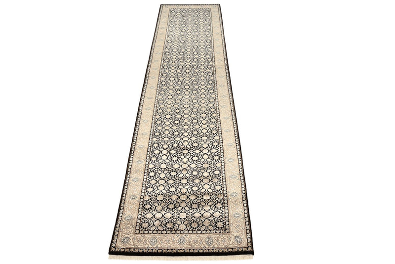 Biegacz Orientalny dywan - Bijar - Indus - 368 x 83 cm - ciemny beż