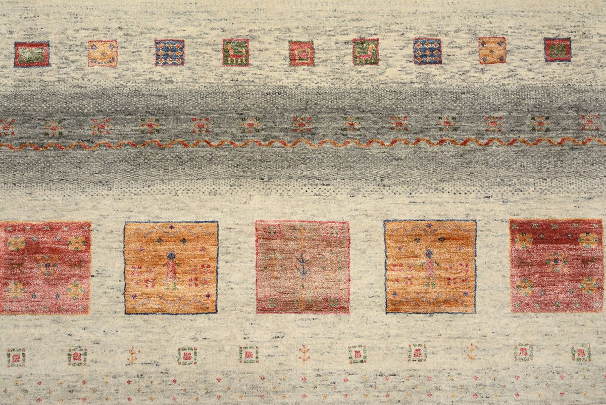 Dywan Gabbeh - Loribaft Indus kwadratowy  - 206 x 204 cm - ciemny beż