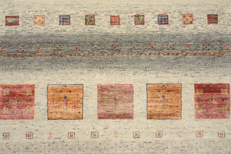 Dywan Gabbeh - Loribaft Indus kwadratowy  - 206 x 204 cm - ciemny beż