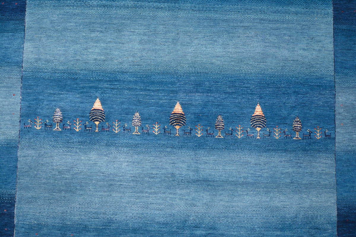 Dywan Gabbeh - Loribaft Indus - 345 x 247 cm - morski błękit