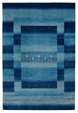 Dywan Gabbeh - Loribaft Indus - 304 x 204 cm - morski błękit
