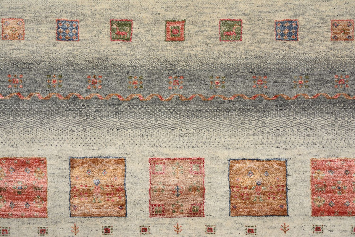 Dywan Gabbeh - Loribaft Indus kwadratowy  - 156 x 156 cm - ciemny beż