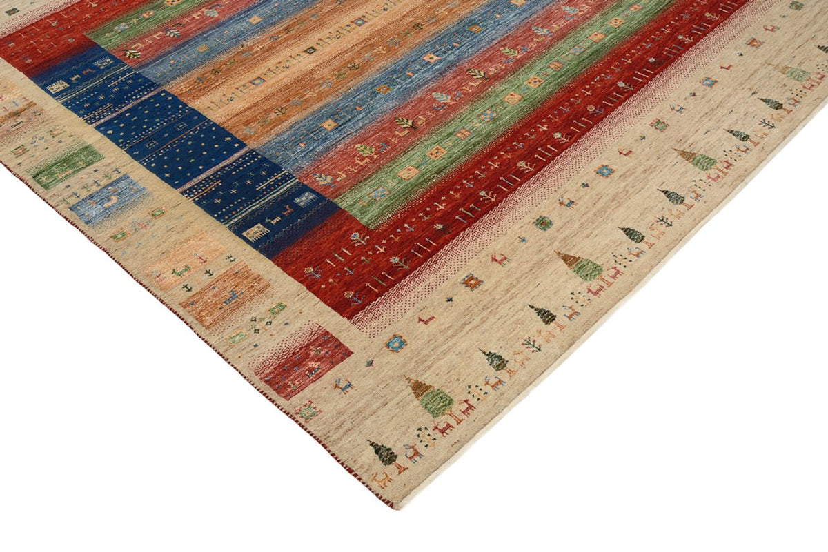 Dywan Gabbeh - Loribaft Indus kwadratowy  - 203 x 203 cm - wielokolorowy