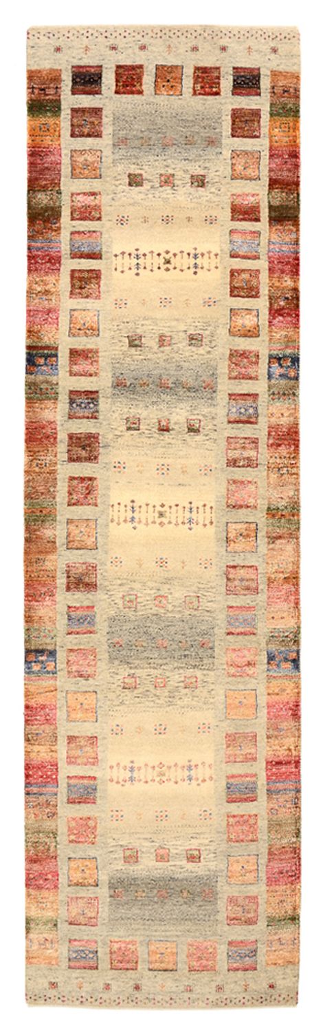 Biegacz Dywan Gabbeh - Loribaft Indus - 306 x 84 cm - ciemny beż