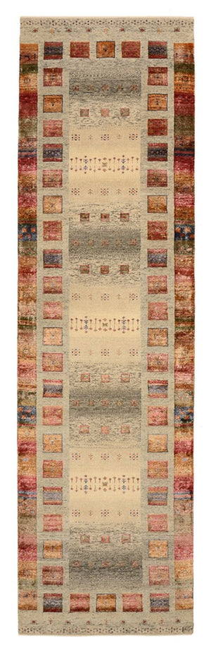 Biegacz Dywan Gabbeh - Loribaft Indus - 306 x 85 cm - ciemny beż