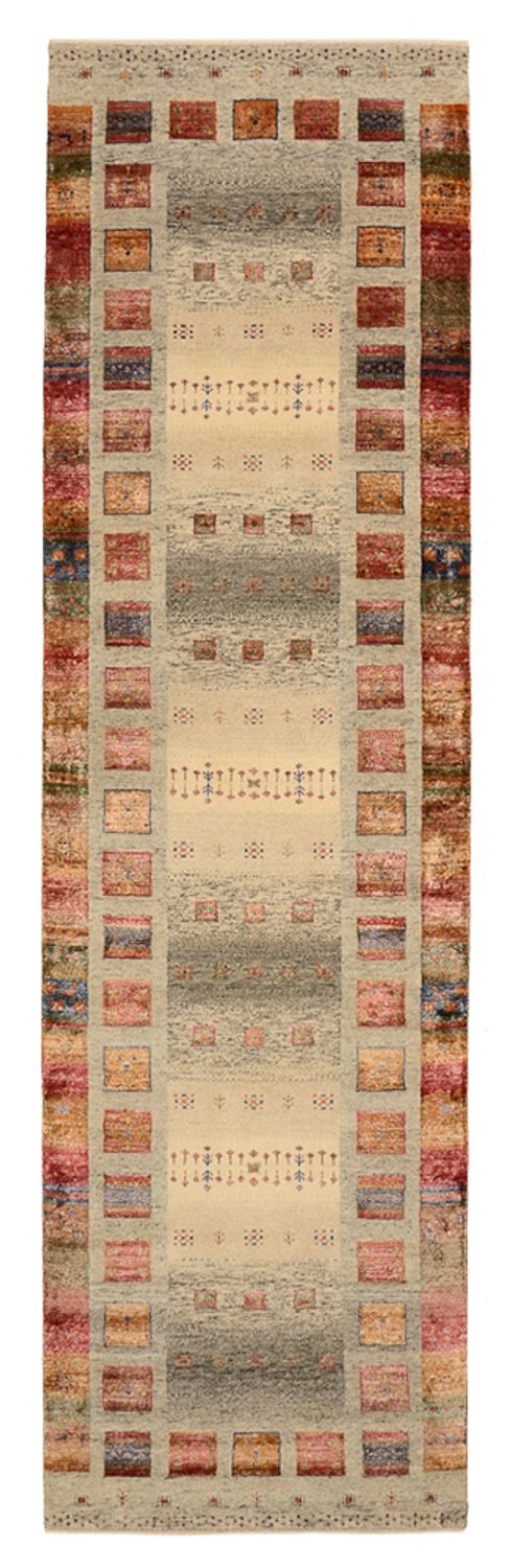 Biegacz Dywan Gabbeh - Loribaft Indus - 306 x 85 cm - ciemny beż