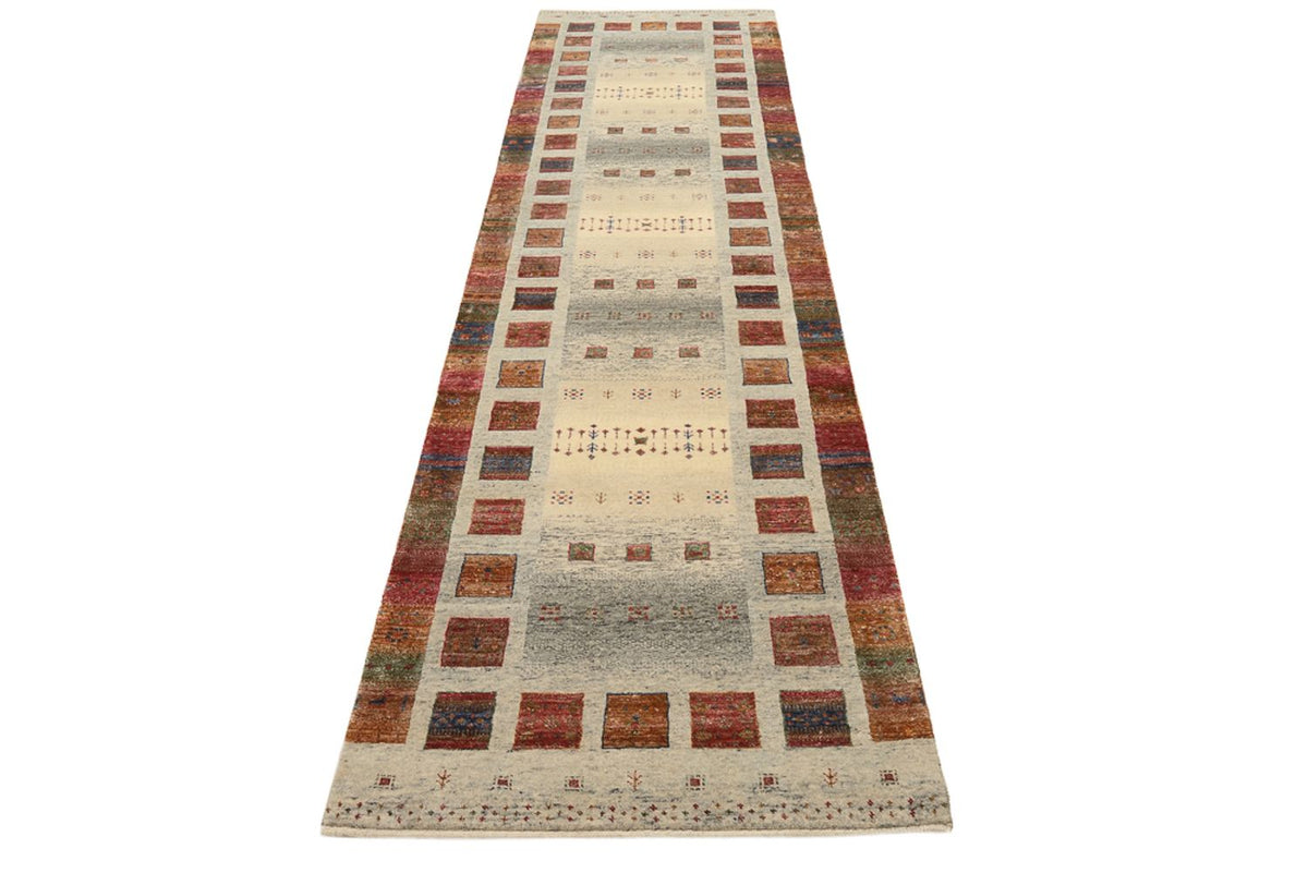 Biegacz Dywan Gabbeh - Loribaft Indus - 306 x 85 cm - ciemny beż