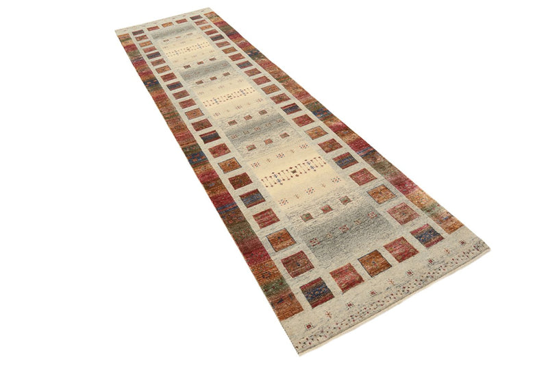 Biegacz Dywan Gabbeh - Loribaft Indus - 306 x 85 cm - ciemny beż