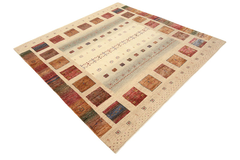 Dywan Gabbeh - Loribaft Indus kwadratowy  - 206 x 204 cm - ciemny beż