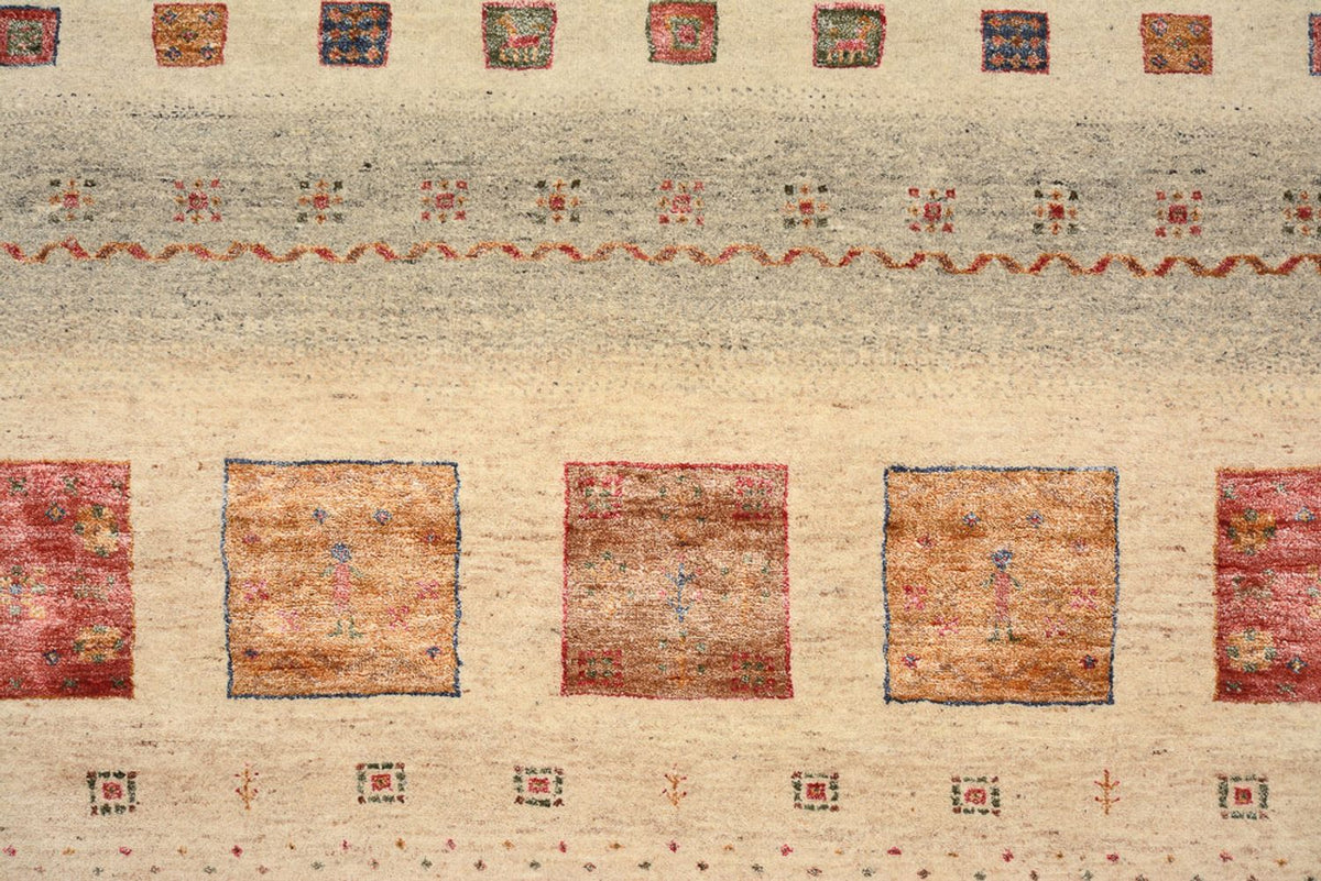 Dywan Gabbeh - Loribaft Indus kwadratowy  - 206 x 204 cm - ciemny beż