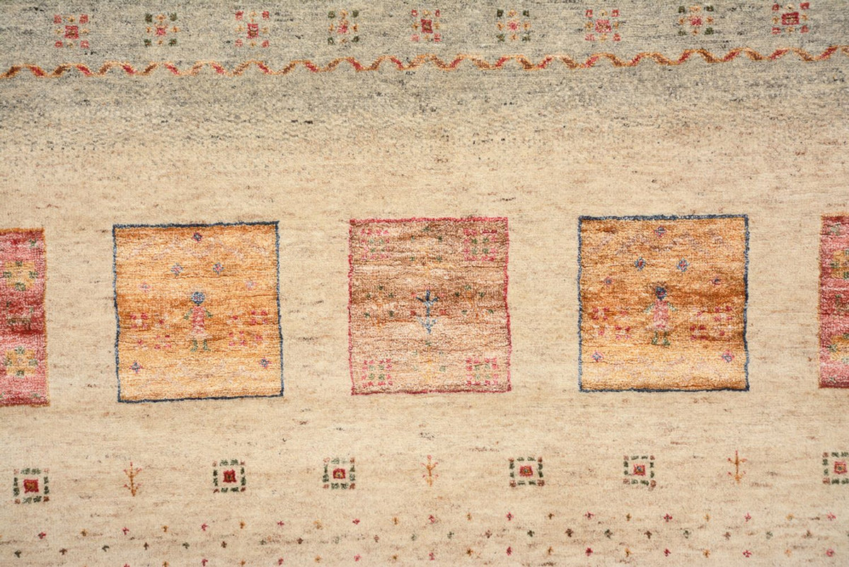 Dywan Gabbeh - Loribaft Indus kwadratowy  - 204 x 202 cm - jasny beż