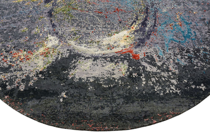 Designerski dywan okrągły  - 185 x 183 cm - wielokolorowy