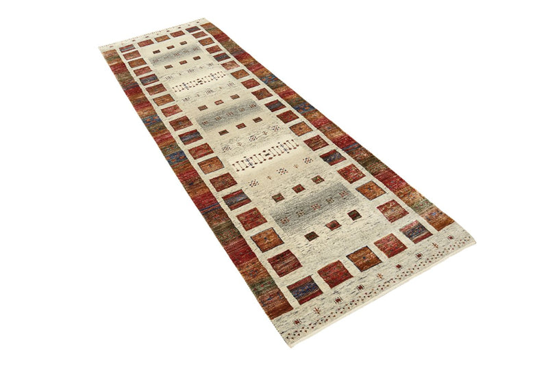 Biegacz Dywan Gabbeh - Loribaft Indus - 256 x 84 cm - wielokolorowy