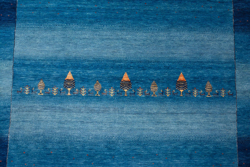 Dywan Gabbeh - Loribaft Indus - 299 x 250 cm - morski błękit