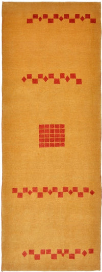 Biegacz Dywan Gabbeh - Loribaft Perski - 241 x 87 cm - żółty musztardowy