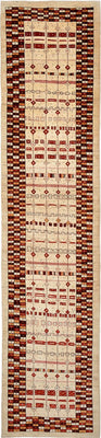 Biegacz Dywan Gabbeh - Loribaft Perski - 391 x 88 cm - wielokolorowy