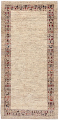 Biegacz Dywan Gabbeh - Loribaft Perski - 176 x 84 cm - piaskowy