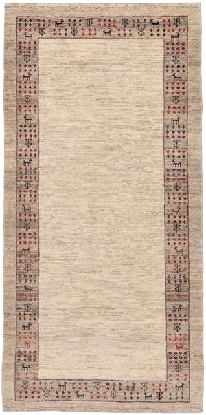 Biegacz Dywan Gabbeh - Loribaft Perski - 176 x 84 cm - piaskowy