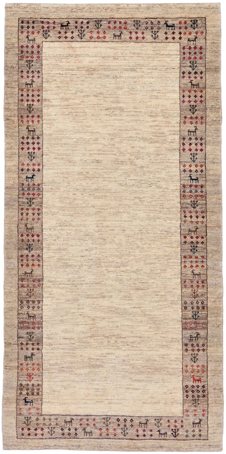 Biegacz Dywan Gabbeh - Loribaft Perski - 176 x 84 cm - piaskowy