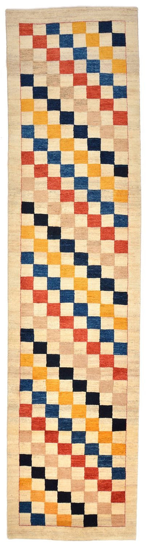 Biegacz Dywan Gabbeh - Loribaft Perski - 381 x 93 cm - wielokolorowy