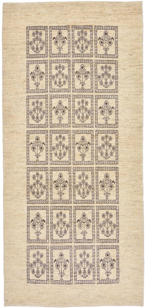 Biegacz Dywan Gabbeh - Loribaft Perski - 192 x 87 cm - piaskowy