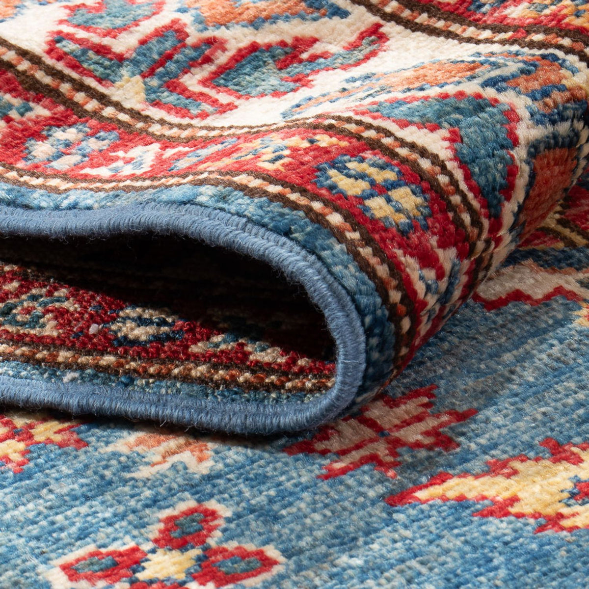 Biegacz Dywan Ziegler - Kazak - 202 x 72 cm - niebieski