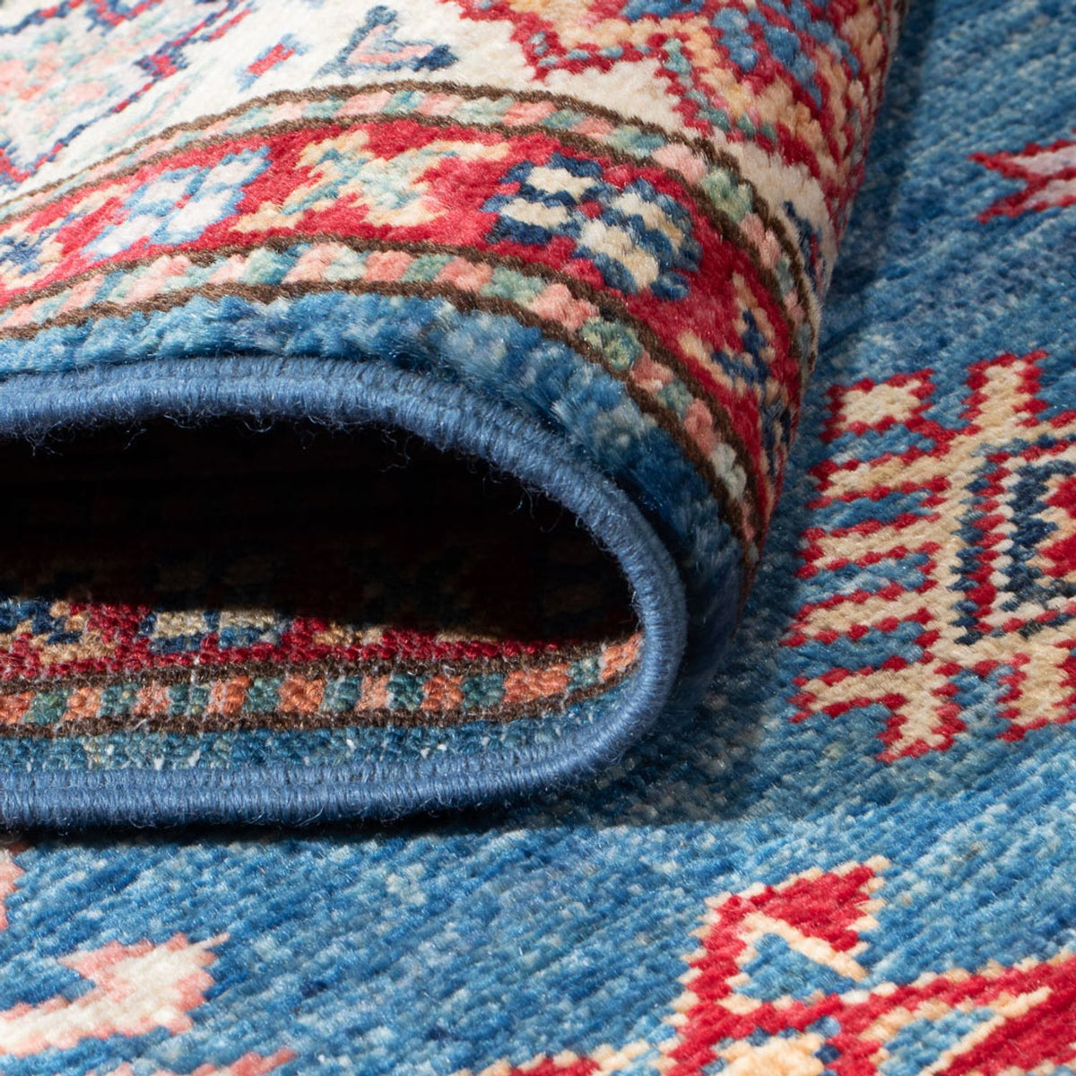 Biegacz Dywan Ziegler - Kazak - 404 x 87 cm - niebieski