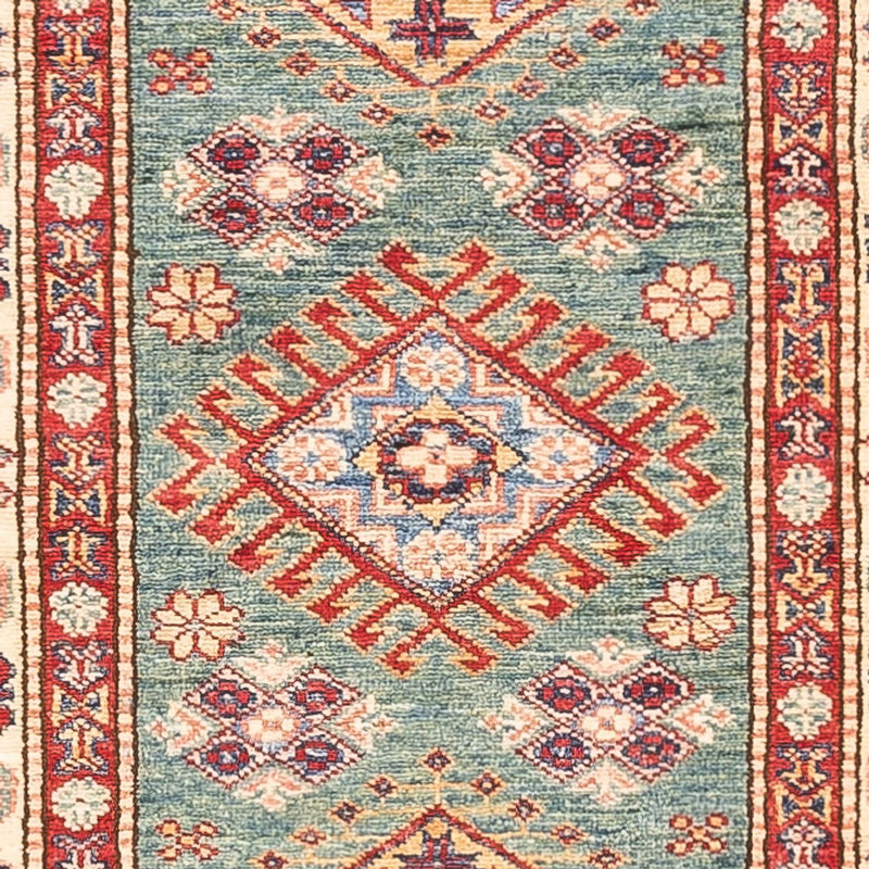 Biegacz Dywan Ziegler - Kazak - 294 x 84 cm - turkusowy