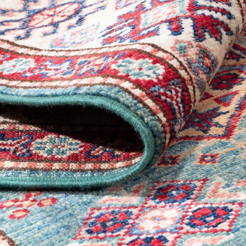 Biegacz Dywan Ziegler - Kazak - 294 x 84 cm - turkusowy