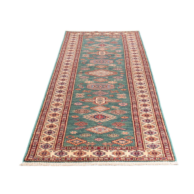 Biegacz Dywan Ziegler - Kazak - 303 x 80 cm - turkusowy
