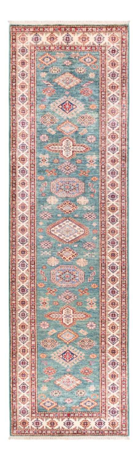 Biegacz Dywan Ziegler - Kazak - 302 x 83 cm - turkusowy