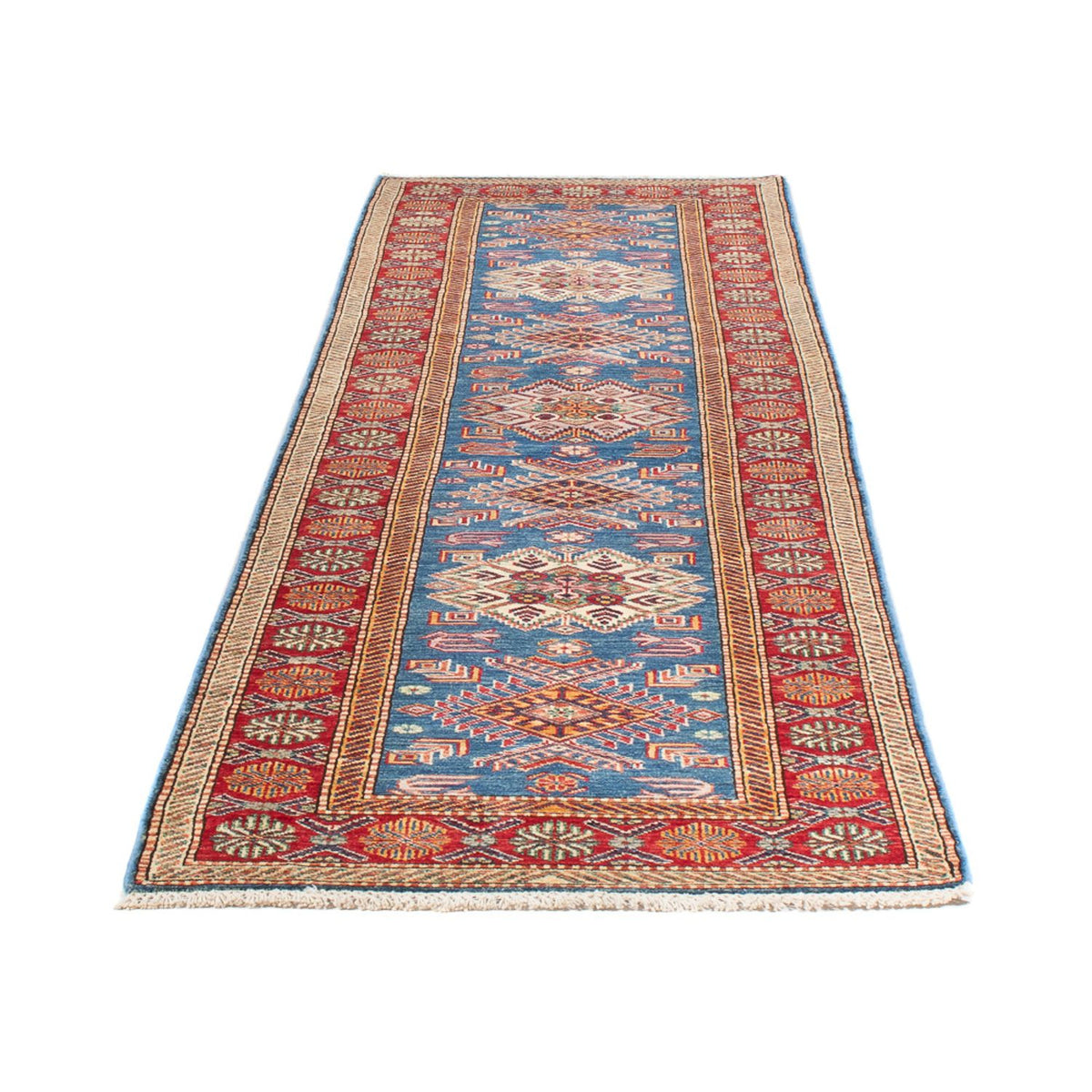 Biegacz Dywan Ziegler - Kazak - 306 x 79 cm - niebieski