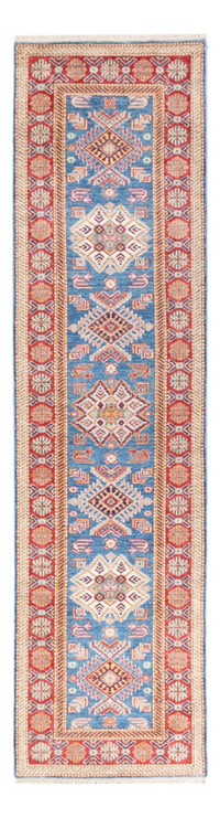Biegacz Dywan Ziegler - Kazak - 302 x 79 cm - niebieski