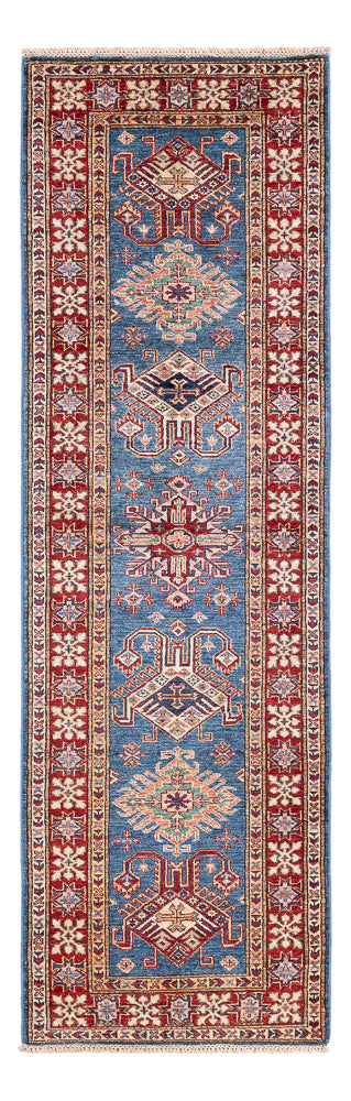 Biegacz Dywan Ziegler - Kazak - 242 x 73 cm - niebieski