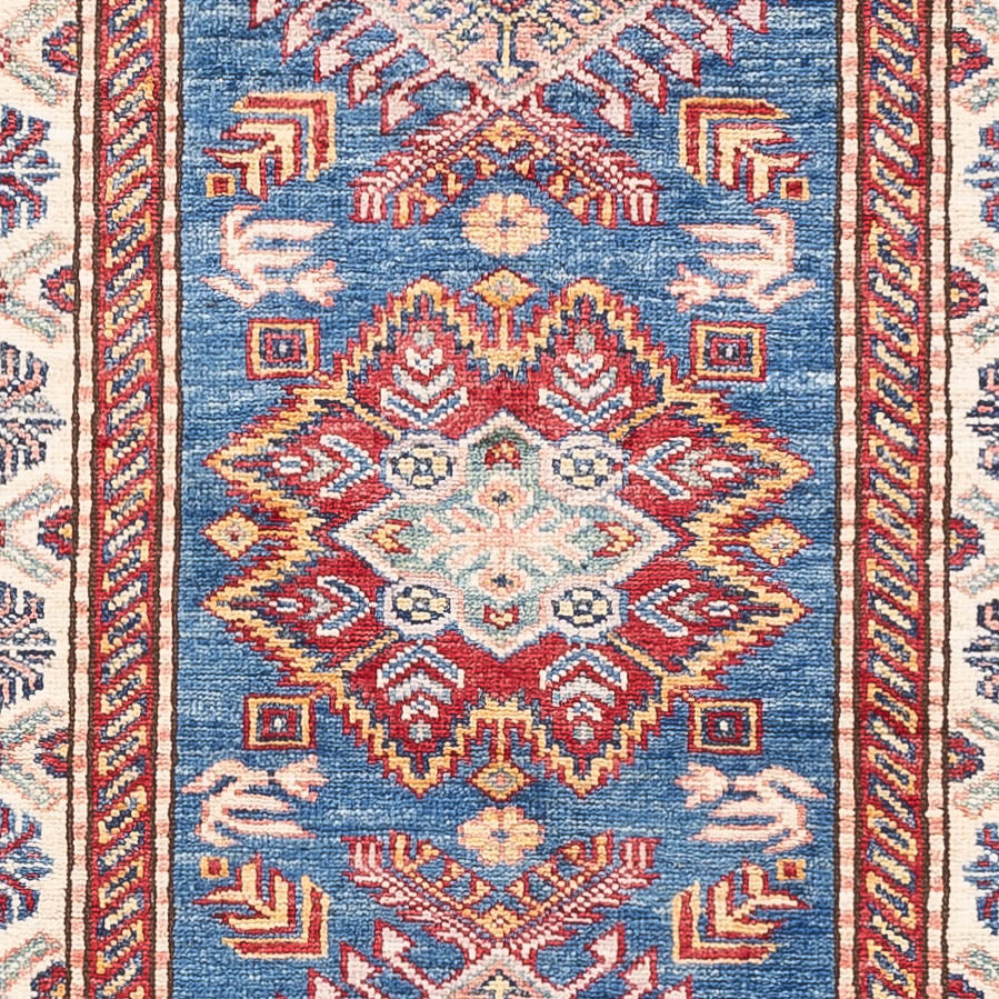 Biegacz Dywan Ziegler - Kazak - 246 x 75 cm - niebieski