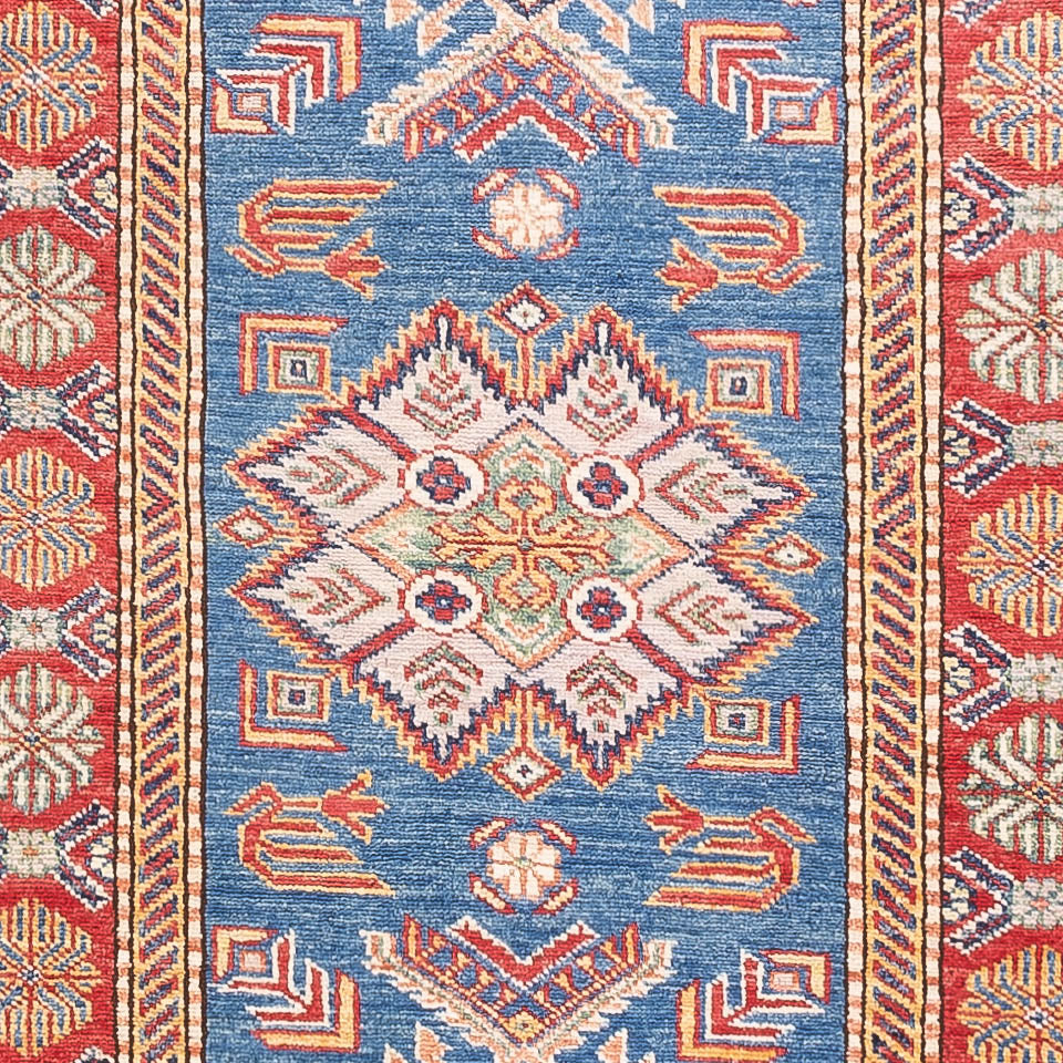 Biegacz Dywan Ziegler - Kazak - 307 x 83 cm - niebieski