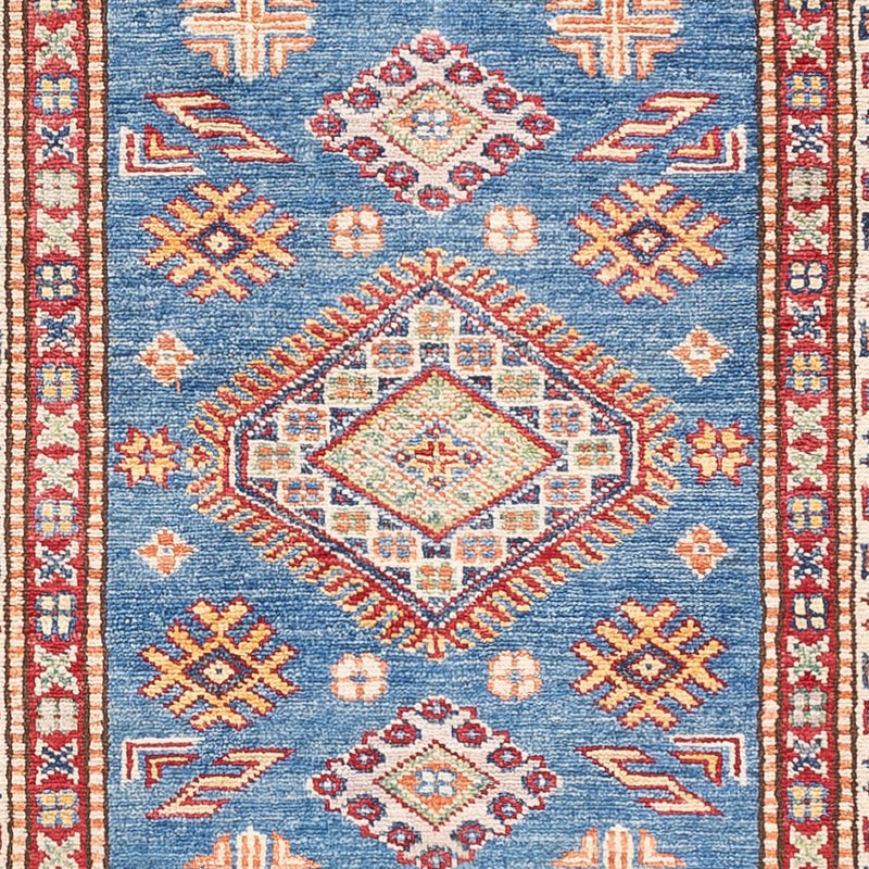 Biegacz Dywan Ziegler - Kazak - 254 x 77 cm - niebieski