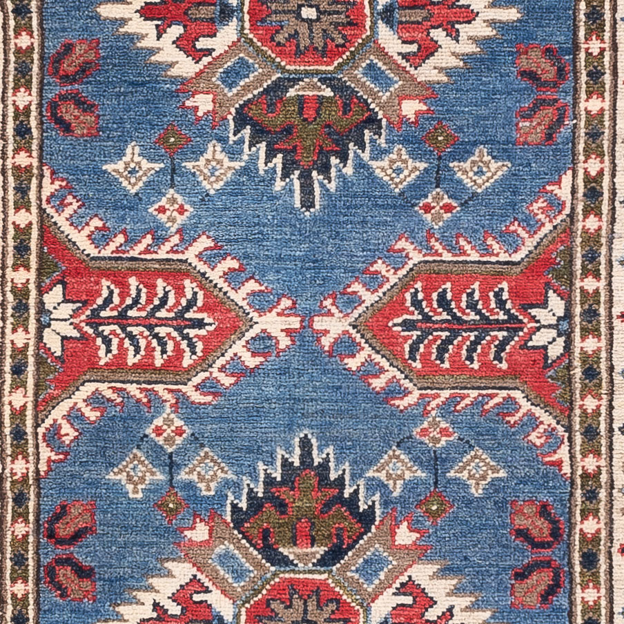 Biegacz Dywan Ziegler - Kazak - 288 x 82 cm - niebieski