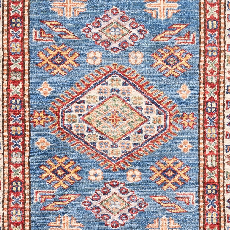 Biegacz Dywan Ziegler - Kazak - 256 x 74 cm - niebieski