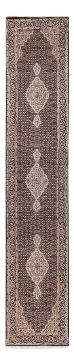 Biegacz Dywan orientalny - Tabriz - 406 x 82 cm - antracyt