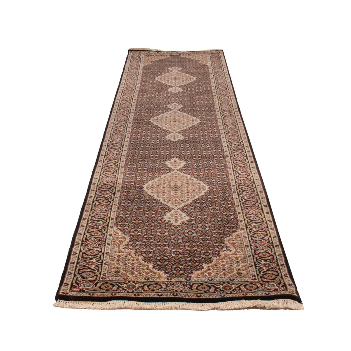 Biegacz Dywan orientalny - Tabriz - 406 x 82 cm - antracyt