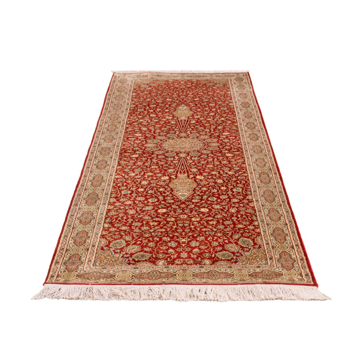 Biegacz Jedwabny dywan - Kashmir Silk - 251 x 81 cm - czerwony