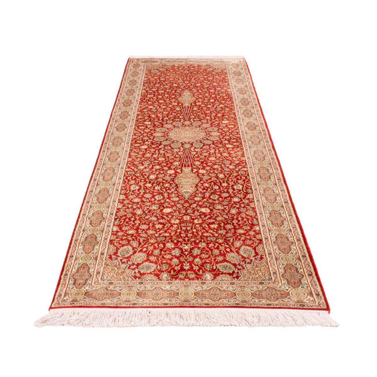 Biegacz Jedwabny dywan - Kashmir Silk - 251 x 79 cm - czerwony