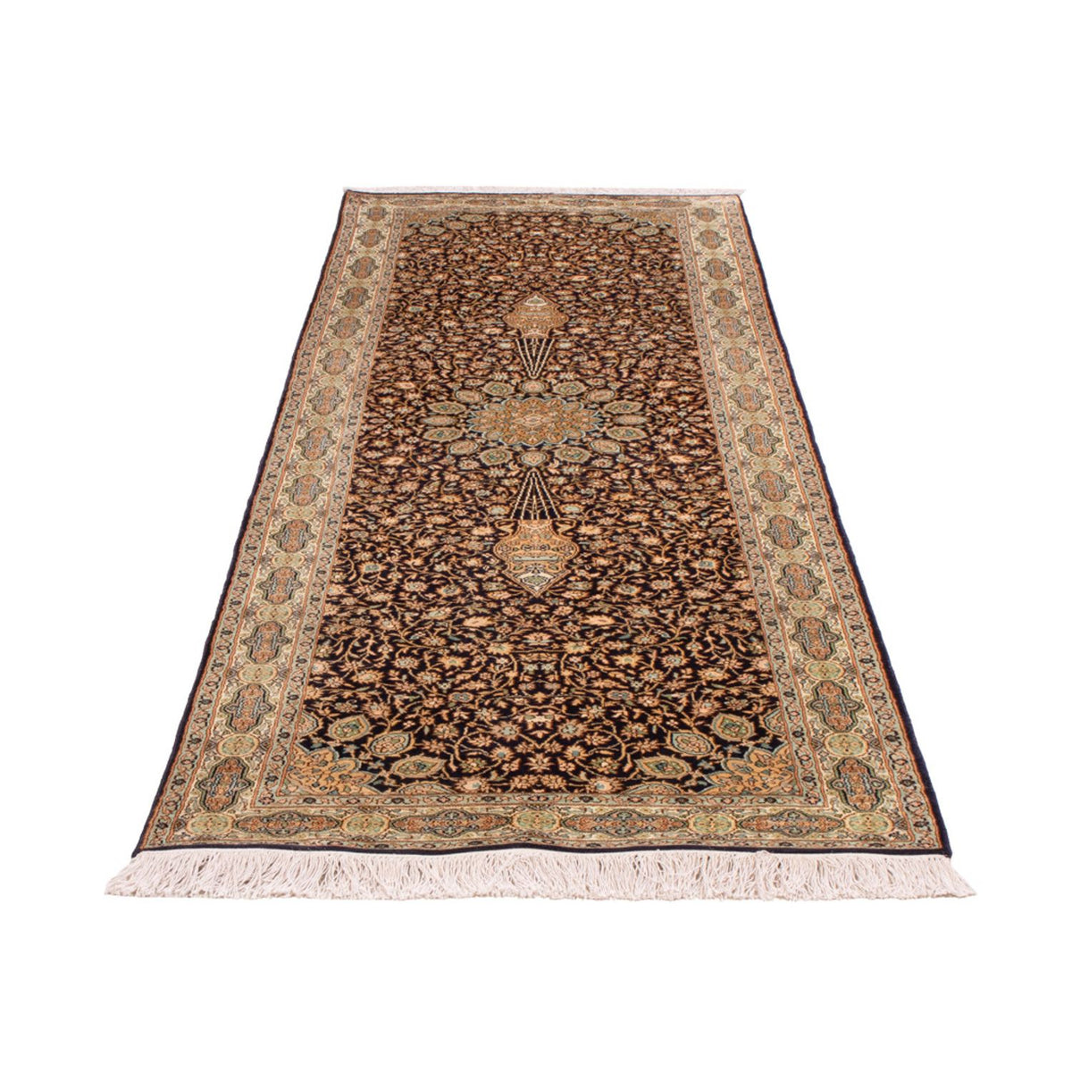 Biegacz Jedwabny dywan - Kashmir Silk - 255 x 81 cm - ciemny beż