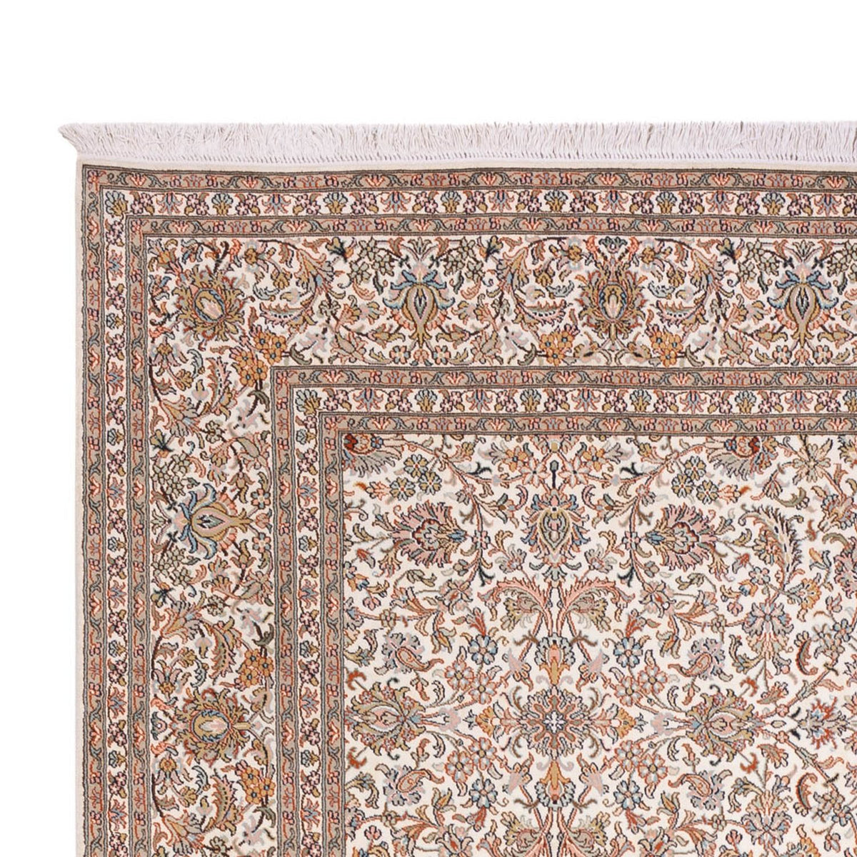 Jedwabny dywan - Kashmir Silk - 318 x 216 cm - ciemny beż