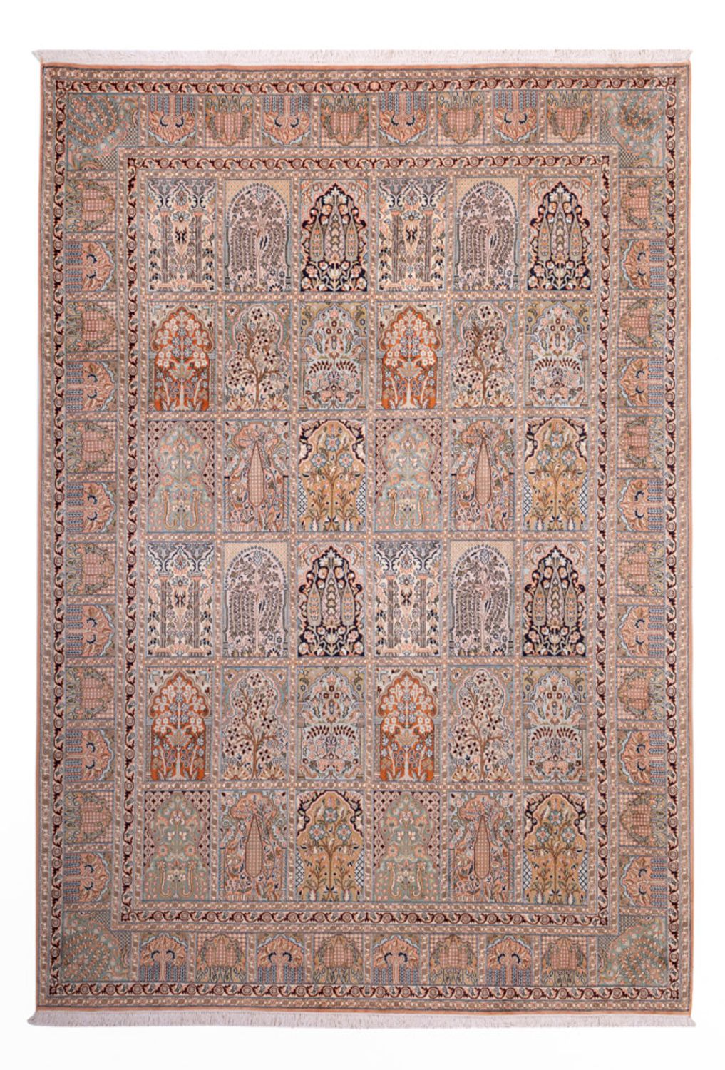 Jedwabny dywan - Kashmir Silk - 317 x 221 cm - ciemny beż