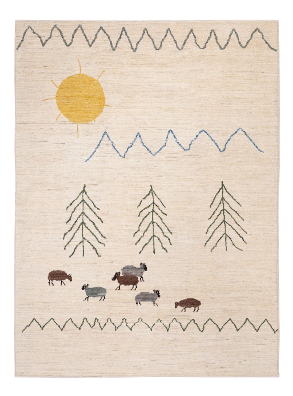 Dywan berberyjski - 232 x 170 cm - kremowy